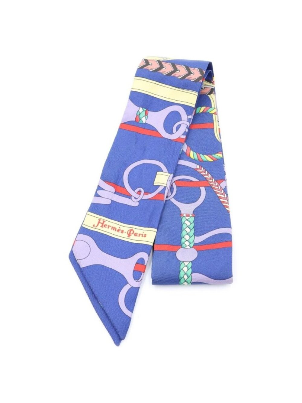 Hermes Twilly Riding Equipment Set Silk Scarf Blue